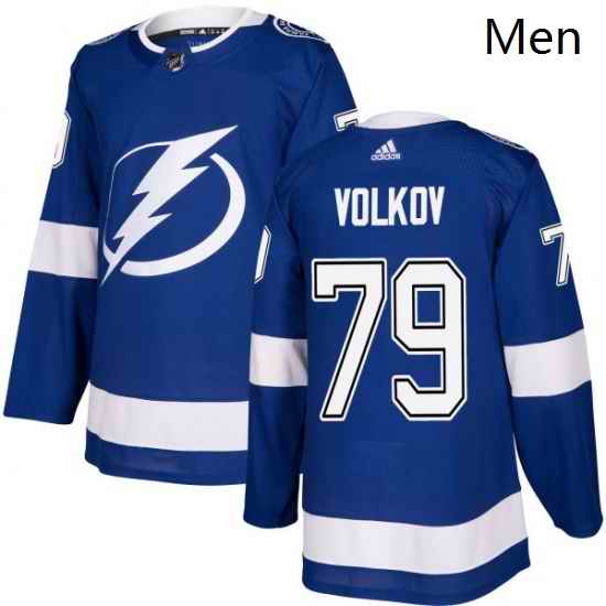 Mens Adidas Tampa Bay Lightning 79 Alexander Volkov Premier Royal Blue Home NHL Jersey